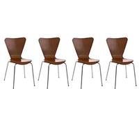 CLP Set 4X Sillas de Visita Calisto I Juego de 4X Silla de Comedor con Asiento de Madera I 4X Silla de Cocina con Base de Metal, Color:marrón