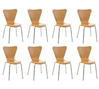 CLP Set 8X Sillas de Visita Calisto I Juego de 8X Silla de Comedor con Asiento de Madera I 8X Silla de Cocina con Base de Metal, Color:Natura