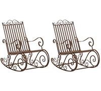 Set de 2 mecedoras de hierro smilla metal marrón 90x56x94 cm