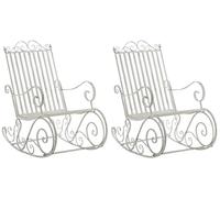 CLP Set De 2 Mecedoras De Hierro Smilla I Sillones De Exterior En Estilo Rústico I Mecedoras para Jardín o Balcón, Color:Blanco Envejecido