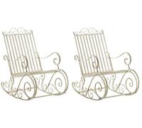 CLP Set De 2 Mecedoras De Hierro Smilla I Sillones De Exterior En Estilo Rústico I Mecedoras para Jardín o Balcón, Color:Crema Envejecido