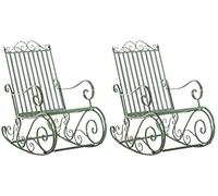 CLP Set De 2 Mecedoras De Hierro Smilla I Sillones De Exterior En Estilo Rústico I Mecedoras para Jardín o Balcón, Color:Antiguo-Verde