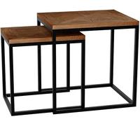 CLP Set de 2 mesas auxiliares Talero de Madera, mesas Nido ahorraespacio, mesas de Centro Modernas con Estructura de Metal, Madera Mindi, Color:marrón