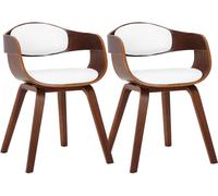 CLP Juego de 2 sillas Kingston ergonómicas, Respaldo Acolchado, Cuero sintético y Madera, hasta 150 kg, Color:Nuez/Blanco