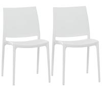 CLP Set De 2 Sillas Apilables Maya para Exterior Interior I Sillas para El Jardín Impermeables De Plástico con Respaldo Color:Blanco