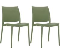 CLP Set De 2 Sillas Apilables Maya para Exterior Interior I Sillas para El Jardín Impermeables De Plástico con Respaldo Color:Oliva