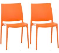 CLP Set De 2 Sillas Apilables Maya para Exterior Interior I Sillas para El Jardín Impermeables De Plástico con Respaldo Color:Naranja