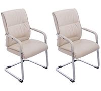 Set de 2 sillas cantiléver anu n piel sintética simil cuero crema 65x58x102 cm