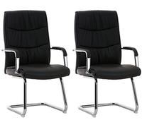 CLP Set De 2 Sillas Cantilever Caro En Polipiel I Pack De 2 Sillas De Conferencia Modernas con Reposabrazos Acolchados, Color:Negro