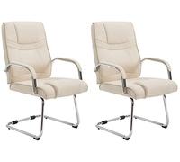 CLP Set De 2 Sillas Cantilever XXL Attila En Tela I Sillas De Conferencia Acolchadas Voladizas con Reposabrazos, Color:Crema