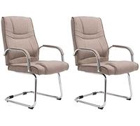 CLP Set De 2 Sillas Cantilever XXL Attila En Tela I Sillas De Conferencia Acolchadas Voladizas con Reposabrazos, Color:Gris Pardo
