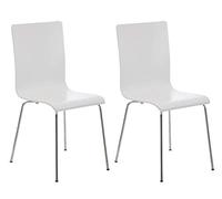CLP Set de 2 Sillas Comedor Pepe I Juego de 2X Sillas de Conferencia con Asiento de Madera I 2X Sillas de Cocina con Base de Metal I Color: Blanco