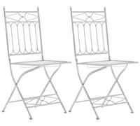 CLP Set De 2 Sillas De Balcón Asina con Función Plegable I Sillas De Jardín En Hierro Forjado Impermeables Rústicas, Color:Blanco Envejecido