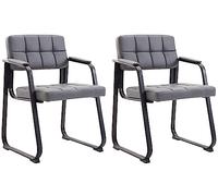 CLP Set De 2 Sillas De Coferencia Canada B Tapizadas En Polipiel I Sillas Confidente con Base Metálica & Reposabrazos, Color:Gris