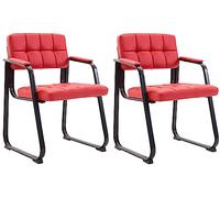 CLP Set De 2 Sillas De Coferencia Canada B Tapizadas En Polipiel I Sillas Confidente con Base Metálica & Reposabrazos, Color:Rojo