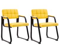 CLP Set De 2 Sillas De Coferencia Canada B Tapizadas En Polipiel I Sillas Confidente con Base Metálica & Reposabrazos, Color:Amarillo