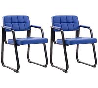 CLP Set De 2 Sillas De Coferencia Canada B Tapizadas En Polipiel I Sillas Confidente con Base Metálica & Reposabrazos, Color:Azul