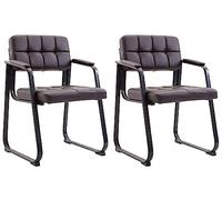 CLP Set De 2 Sillas De Coferencia Canada B Tapizadas En Polipiel I Sillas Confidente con Base Metálica & Reposabrazos, Color:marrón