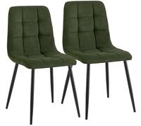 CLP Set de 2 sillas de Comedor Antibes tapizadas, sillas de Cocina con Respaldo y tapizado de Pana, Estructura Metalica hasta 150 kg, Color:Verde Claro