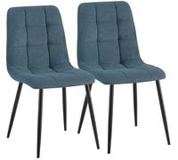 CLP Set de 2 sillas de Comedor Antibes tapizadas, sillas de Cocina con Respaldo y tapizado de Pana, Estructura Metalica hasta 150 kg, Color:Azul