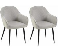 CLP Set de 2 sillas de Comedor Boise en Tela con Base metálica I Juego de 2 butacas de salón con reposabrazos & Respaldo, Color:Gris