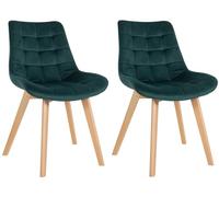 CLP Set De 2 Sillas De Comedor Brook En Terciopelo I Juego De 2 Butacas con Estilo Escandinava con Base De Madera | Color Verde Claro