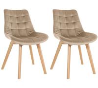 CLP Set De 2 Sillas De Comedor Brook En Terciopelo I Juego De 2 Butacas con Estilo Escandinava con Base De Madera, Color:marrón