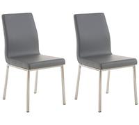 CLP Set De 2 Sillas De Comedor Colmar En Cuero Sintético I Sillas De Salón con Base De 4 Patas & Respaldo Alto, Color:Gris