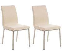 CLP Set De 2 Sillas De Comedor Colmar Tapizadas En Tela I Juego De 2 Butacas con Respaldo Acolchadas & Base Metálica | Color Crema
