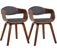 CLP Set De 2 Sillas De Comedor Kingston En Tela & Madera I Pack De 2 Butacas Nórdicas para Reuniones Modernas, Color:Nuez/Gris Claro, Color del Marco:Nuez