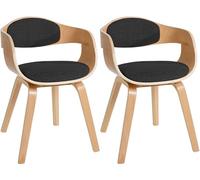 CLP Set De 2 Sillas De Comedor Kingston En Tela & Madera I Pack De 2 Butacas Nórdicas para Reuniones Modernas, Color:Natural/Gris Oscuro, Color del Marco:Natura
