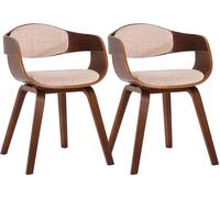 CLP Set De 2 Sillas De Comedor Kingston En Tela & Madera I Pack De 2 Butacas Nórdicas para Reuniones Modernas, Color:Nuez/Crema, Color del Marco:Nuez