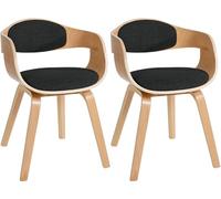 CLP Set De 2 Sillas De Comedor Kingston En Tela & Madera I Pack De 2 Butacas Nórdicas para Reuniones Modernas, Color:Natural/Negro, Color del Marco:Natura
