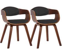 CLP Set De 2 Sillas De Comedor Kingston En Tela & Madera I Pack De 2 Butacas Nórdicas para Reuniones Modernas, Color:Nuez/Gris Oscuro, Color del Marco:Nuez