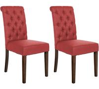 CLP Set De 2 Sillas De Comedor Lisburn En Tela o Terciopelo I Butacas con Respaldo Alto & Base De Madera De 4 Patas, Color:Rojo, Material:Tela