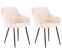 CLP Set De 2 Sillas De Comedor Shila Tapizadas En Terciopelo o Tela I Butacas De Salón Modernas con Reposabrazos, Color:Beige, Material:Terciopelo
