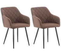 CLP Set De 2 Sillas De Comedor Shila Tapizadas En Terciopelo o Tela I Butacas De Salón Modernas con Reposabrazos, Color:marrón, Material:Tela