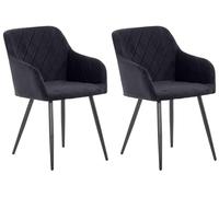 CLP Set De 2 Sillas De Comedor Shila Tapizadas En Terciopelo o Tela I Butacas De Salón Modernas con Reposabrazos, Color:Negro, Material:Terciopelo