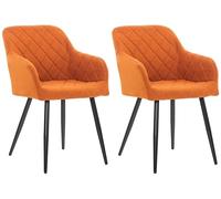 CLP Set De 2 Sillas De Comedor Shila Tapizadas En Terciopelo o Tela I Butacas De Salón Modernas con Reposabrazos, Color:Naranja, Material:Tela