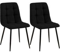 CLP Set de 2 sillas de Comedor tapizadas Tilde, sillas de Cocina con Respaldo y Patas de Metal Negro, soporta hasta 150 kg Color:Negro;Material:Tela