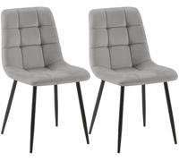 CLP Set de 2 sillas de Comedor tapizadas Tilde, sillas de Cocina con Respaldo y Patas de Metal Negro, soporta hasta 150 kg Color:Gris;Material:Terciopelo