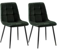 CLP Set de 2 sillas de Comedor tapizadas Tilde, sillas de Cocina con Respaldo y Patas de Metal Negro, soporta hasta 150 kg | Color Verde Claro Material Terciopelo