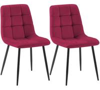 CLP Juego de 2 sillas de Comedor Tilde I Sillas de Cocina tapizadas con Funda Acolchada I Sillas tapizadas con armazón de Metal, Color:Rojo, Material:Terciopelo