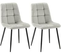 CLP Set de 2 sillas de Comedor Tilde en Terciopelo o Tela I Butacas de salón Acolchadas con Base metálica & Respaldo, Color:Gris, Material:Terciopelo