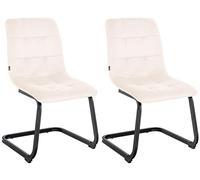 CLP Set De 2 Sillas De Comedor Vermont En Terciopelo I Juego De 2 Butacas Cantilever con Base Metálica & Respaldo, Color:Crema