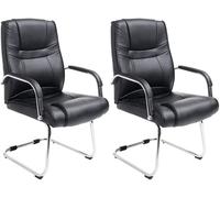 CLP Set De 2 Sillas De Conferencia XXL Attila En Polipiel I Sillas Cantilever Acolchadas con Base Metálica Oscilante, Color:Negro
