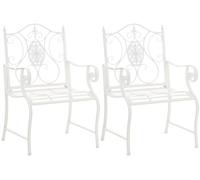 CLP Set de 2 sillas de jardín de Metal con reposabrazos y Respaldo Punjab, Hierro Estilo Art Nouveau, soporta hasta 200 kg | Color Blanco