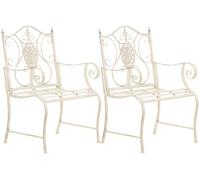 CLP Set de 2 sillas de jardín de Metal con reposabrazos y Respaldo Punjab, Hierro Estilo Art Nouveau, soporta hasta 200 kg | Color Crema Envejecido