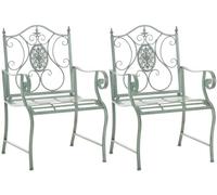 CLP Set de 2 sillas de jardín de Metal con reposabrazos y Respaldo Punjab, Hierro Estilo Art Nouveau, soporta hasta 200 kg | Color Antiguo-Verde