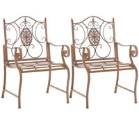 CLP Set de 2 sillas de jardín de Metal con reposabrazos y Respaldo Punjab, Hierro Estilo Art Nouveau, soporta hasta 200 kg | Color Antiguo marrón